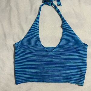 Blue Striped Halter Top